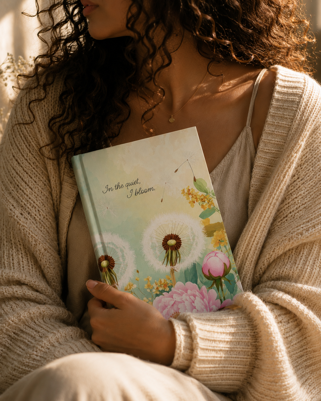 In the quiet, I bloom. | Hardcover Journal