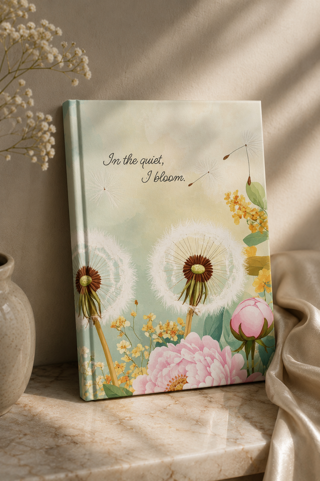In the quiet, I bloom. | Hardcover Journal